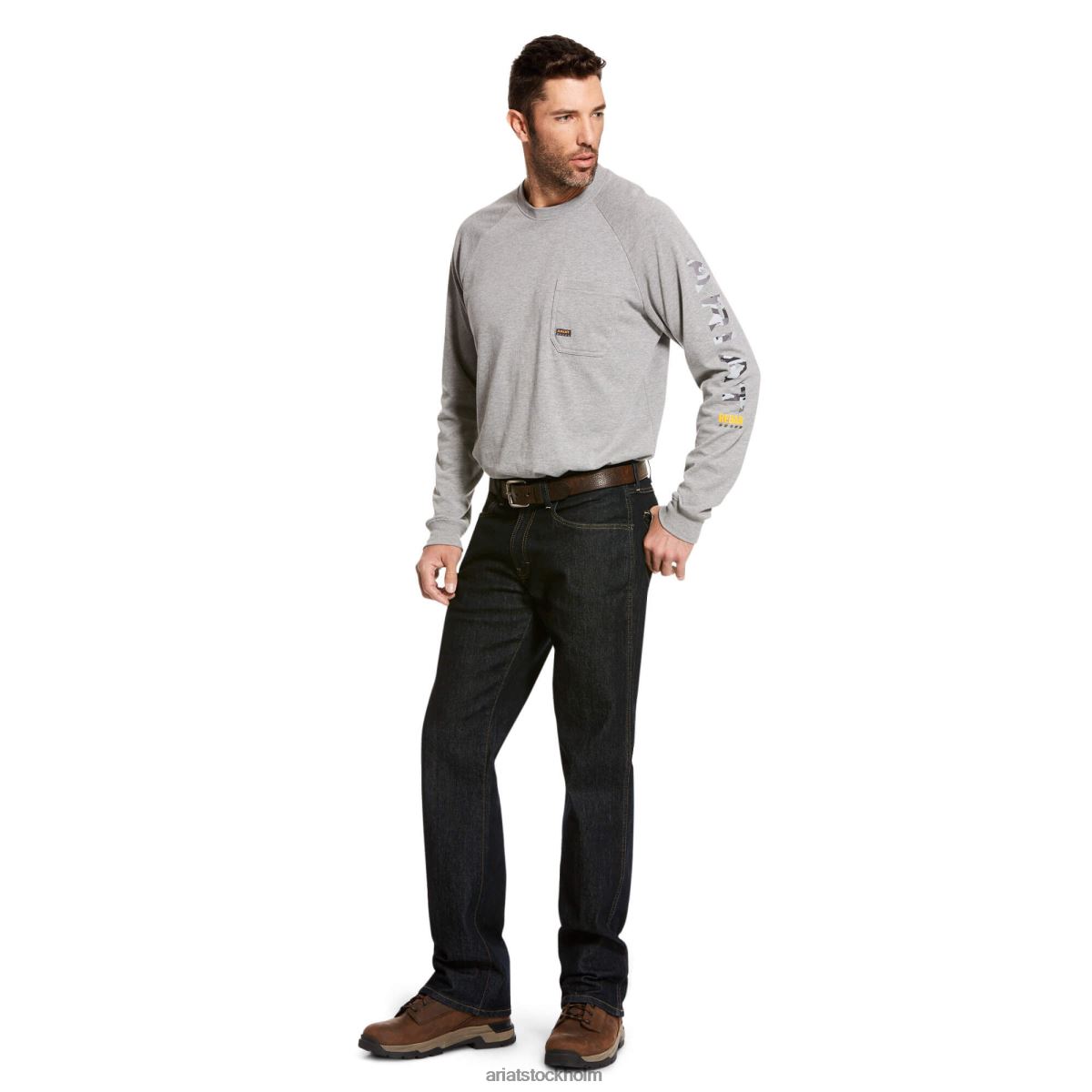 blast Ariat stark grafisk t-shirt i armeringsjärn i bomull gråmelerad män F0484632