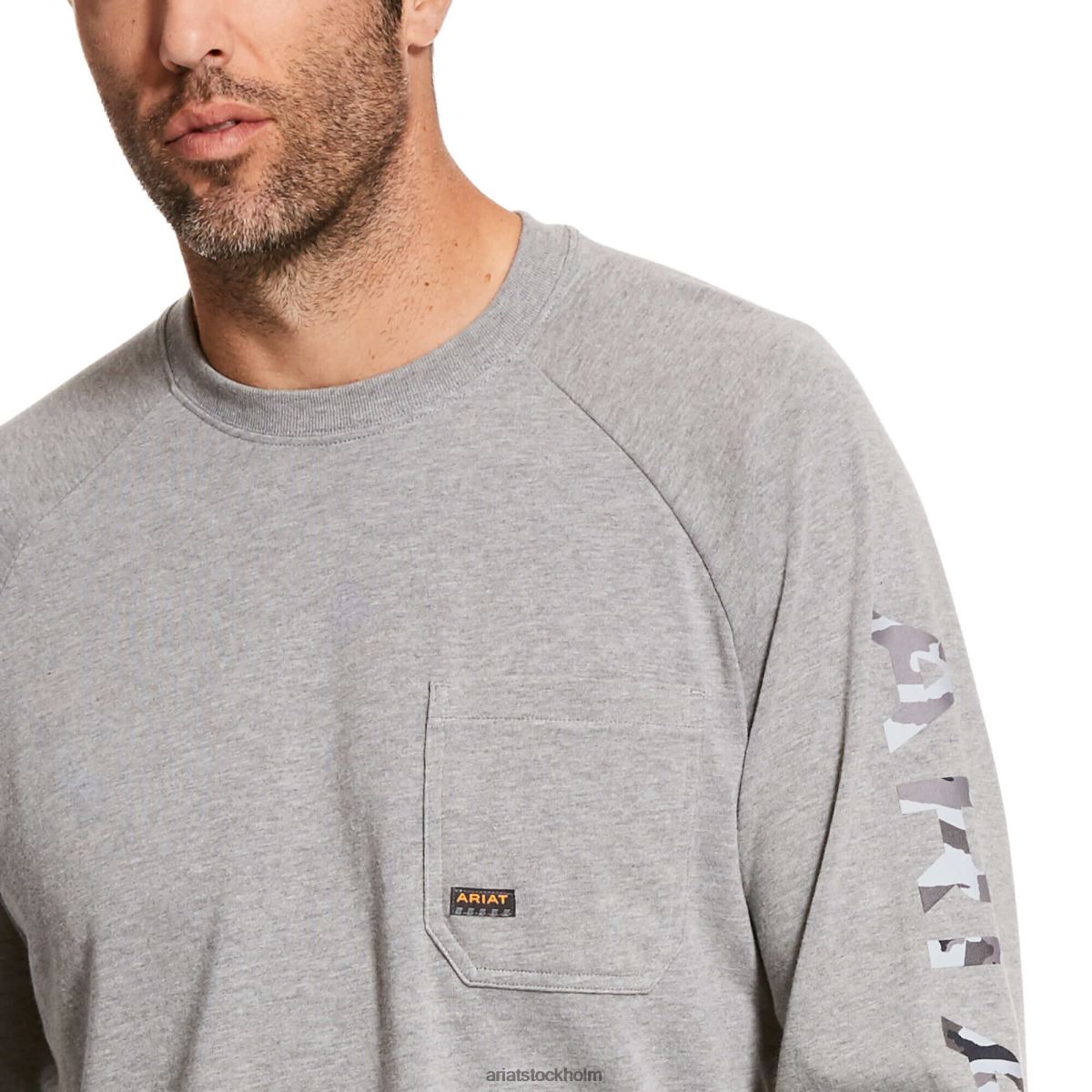 blast Ariat stark grafisk t-shirt i armeringsjärn i bomull gråmelerad män F0484632