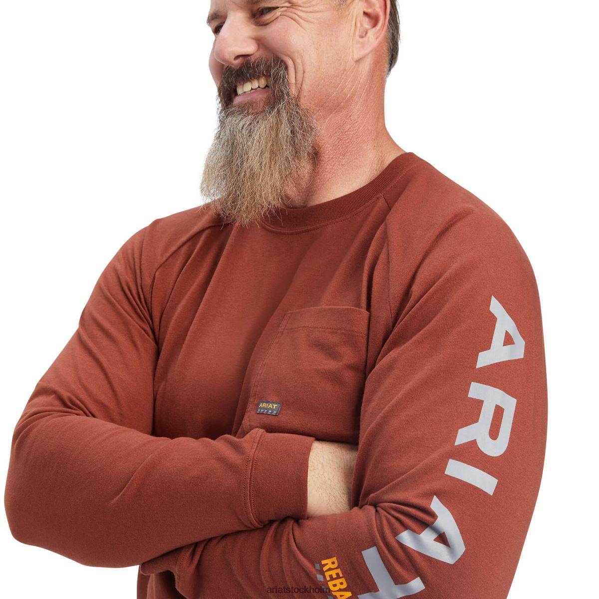 blast Ariat stark grafisk t-shirt i armeringsjärn i bomull körsbärsmahogny/ljusgrå män F0484739