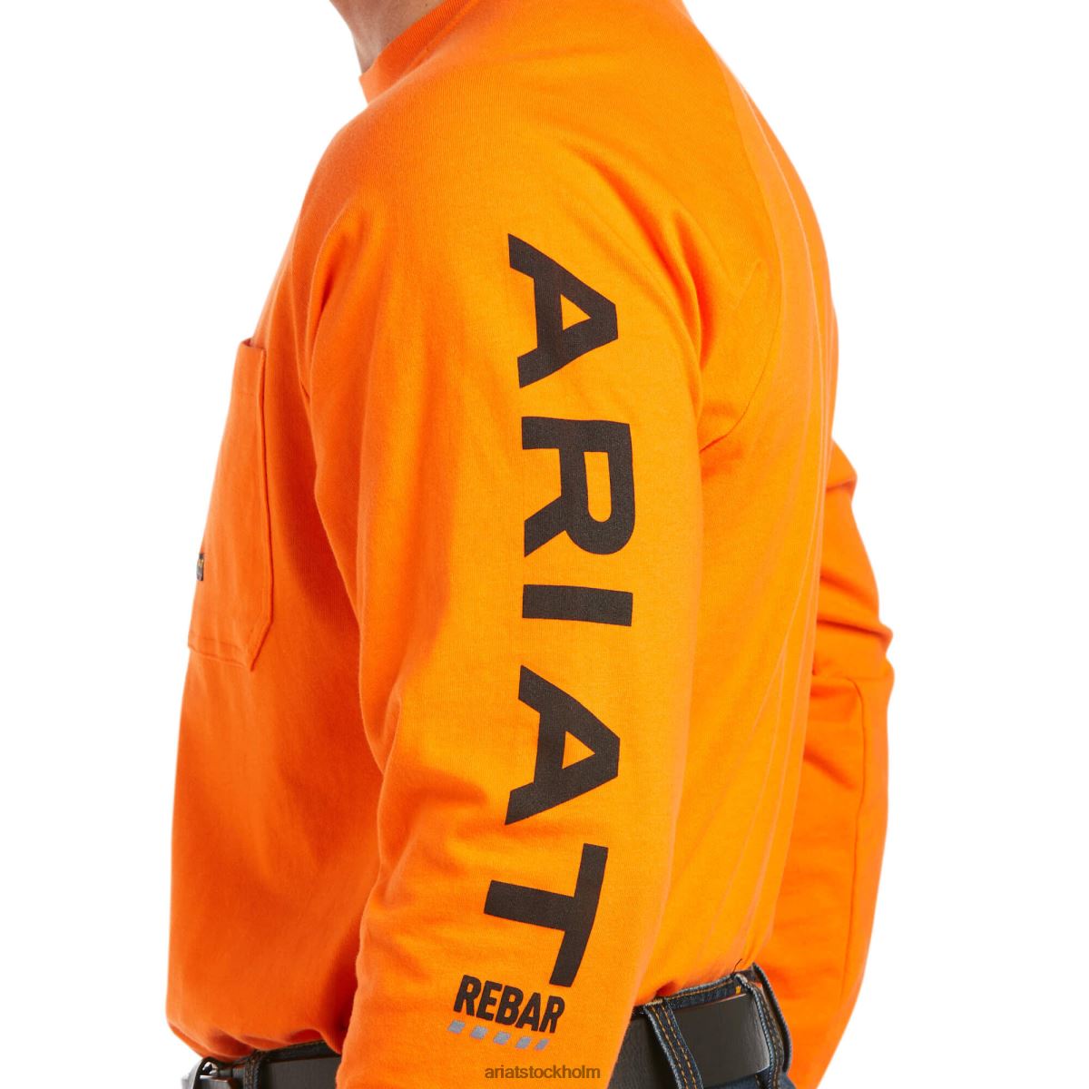 blast Ariat stark grafisk t-shirt i armeringsjärn i bomull säkerhetsorange/svart män F0484690