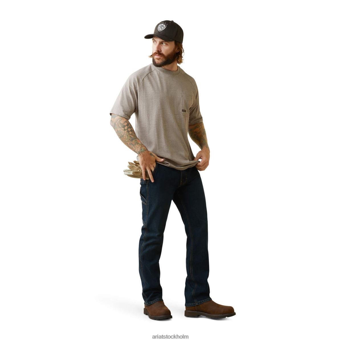 blast Ariat stark t-shirt i armeringsjärn i bomull 1 portabella ljung män F0484589