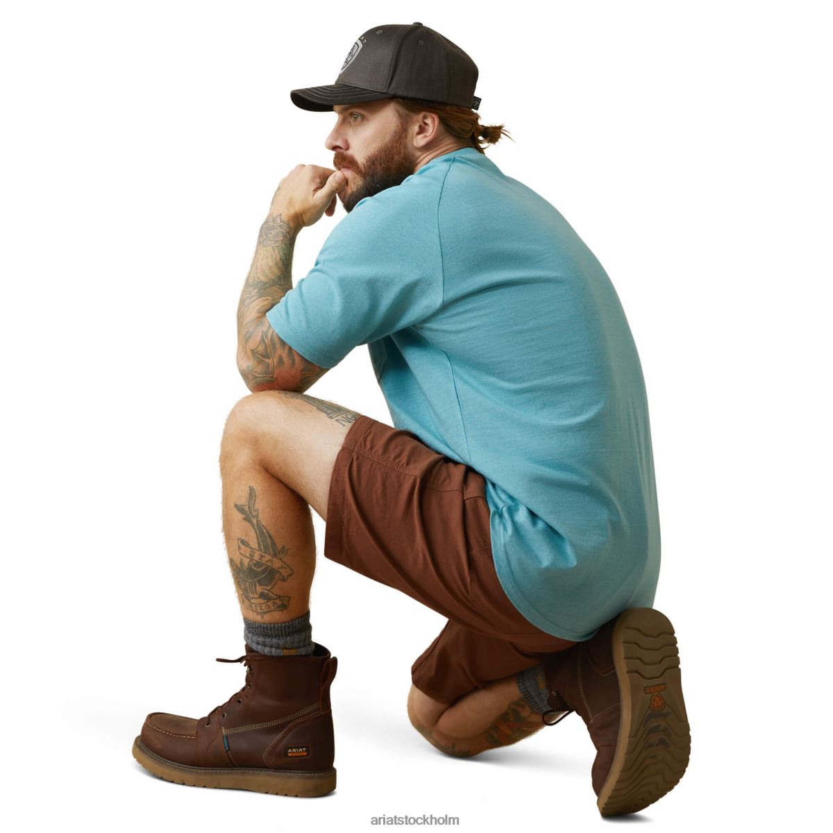 blast Ariat stark t-shirt i armeringsjärn i bomull 1 ungkarls knappljung män F0484626