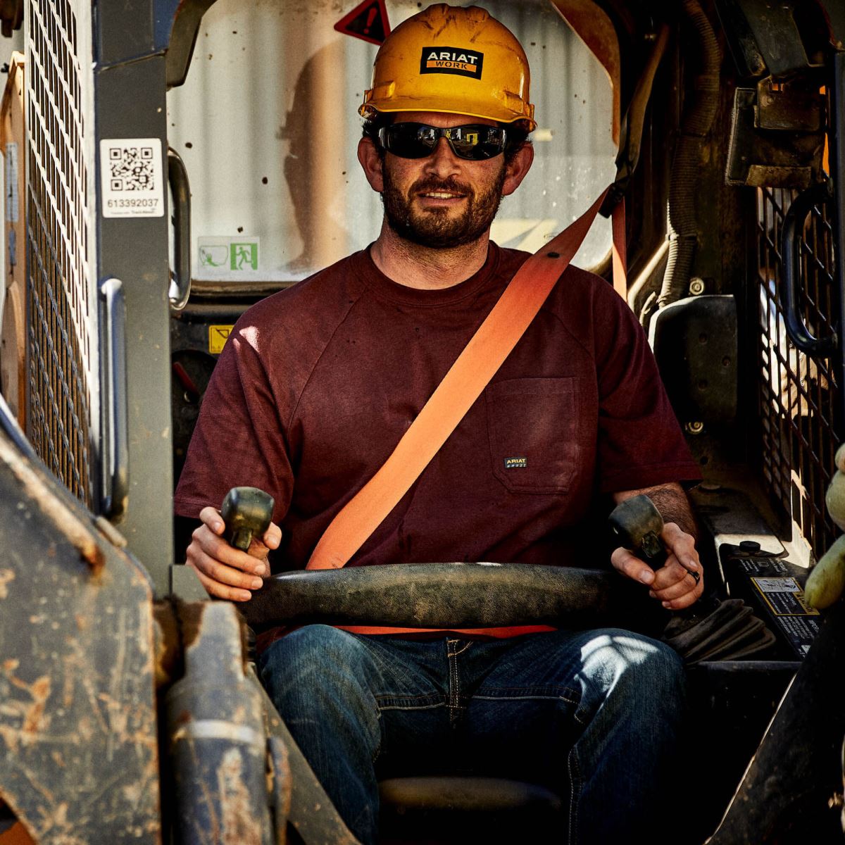 blast Ariat stark t-shirt i armeringsjärn i bomull 1 vinröd ljung män F0484607