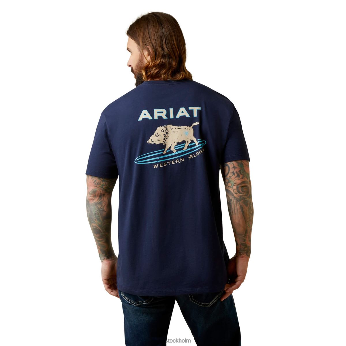 blast Ariat surf boar western aloha t-shirt Marin män F0484916