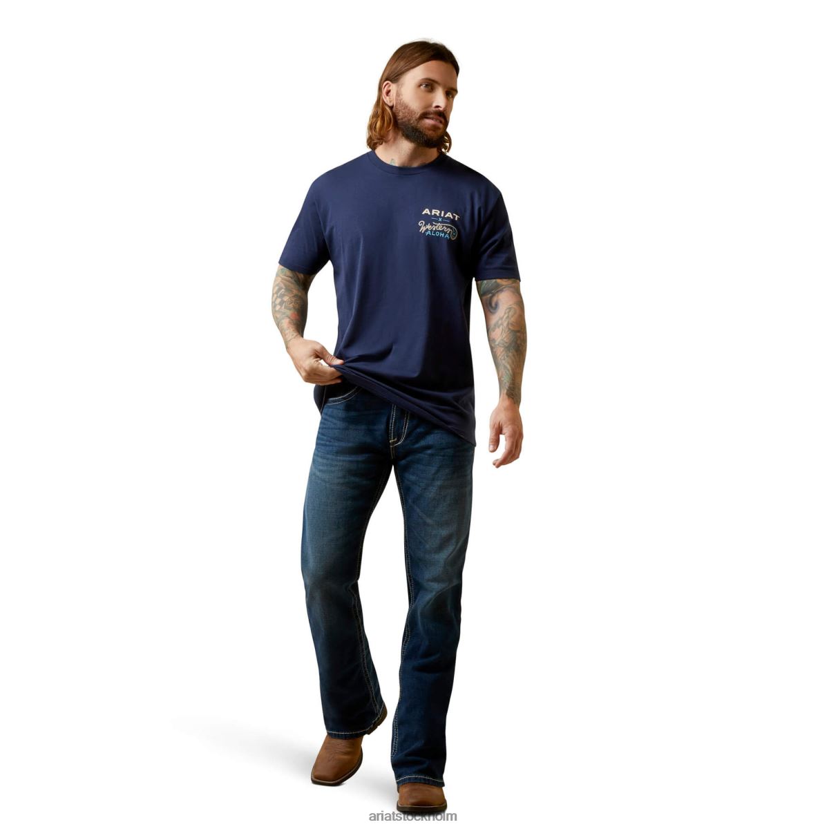 blast Ariat surf boar western aloha t-shirt Marin män F0484916