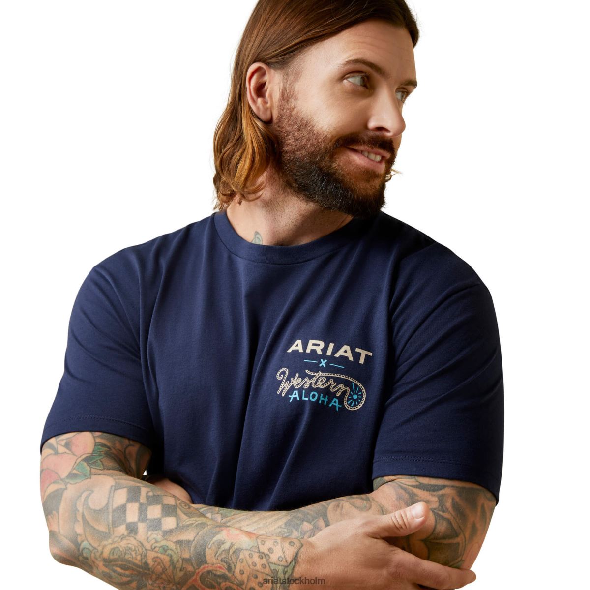 blast Ariat surf boar western aloha t-shirt Marin män F0484916