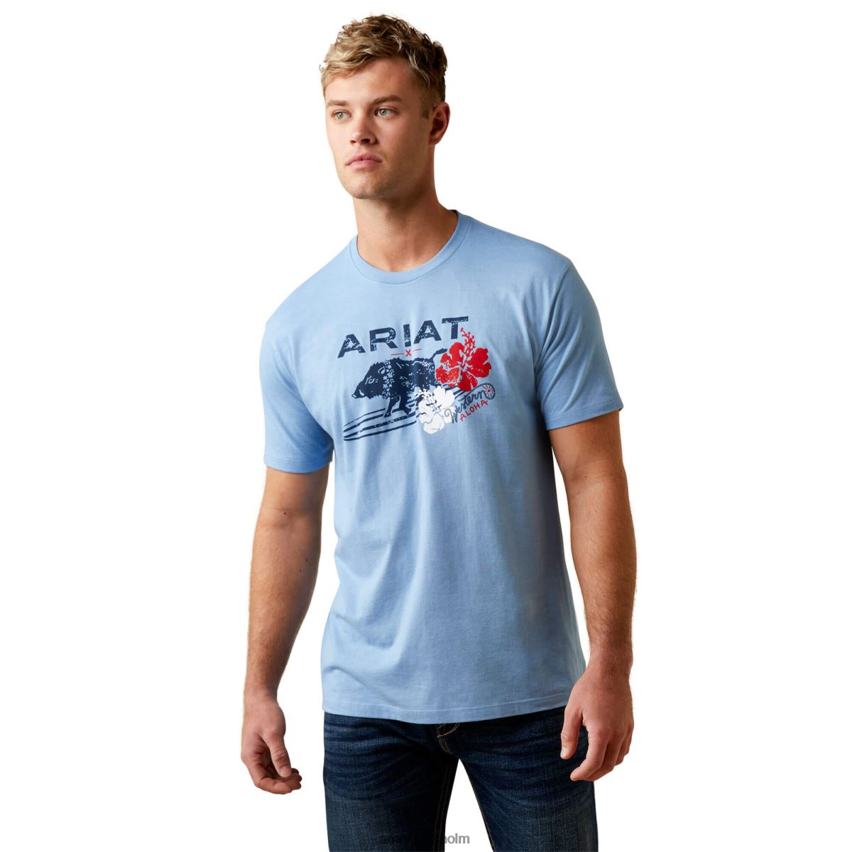 blast Ariat surfboarding western aloha t-shirt ljusblå ljung män F0484915