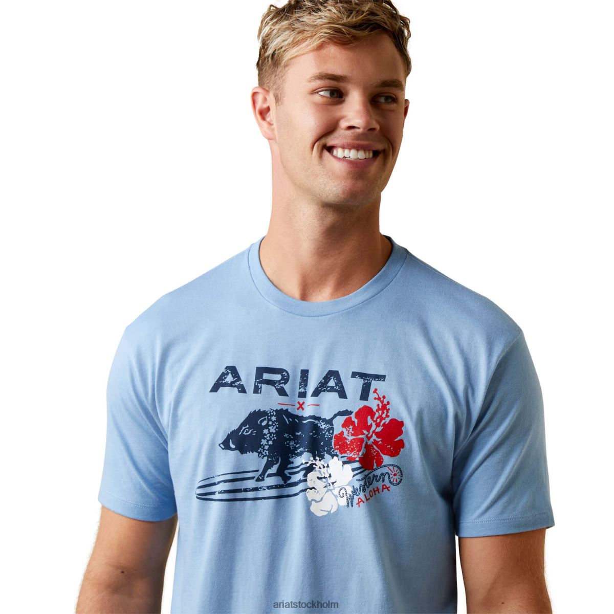 blast Ariat surfboarding western aloha t-shirt ljusblå ljung män F0484915
