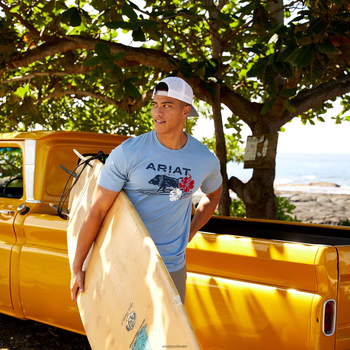 blast Ariat surfboarding western aloha t-shirt ljusblå ljung män F0484915