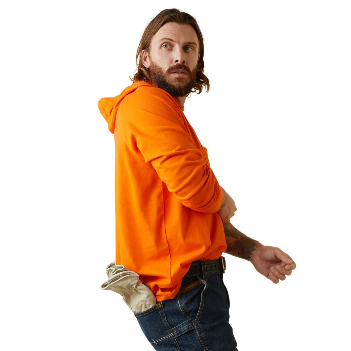 blast Ariat t-shirt med huva i armeringsjärn i bomull Ljus orange män F0484849