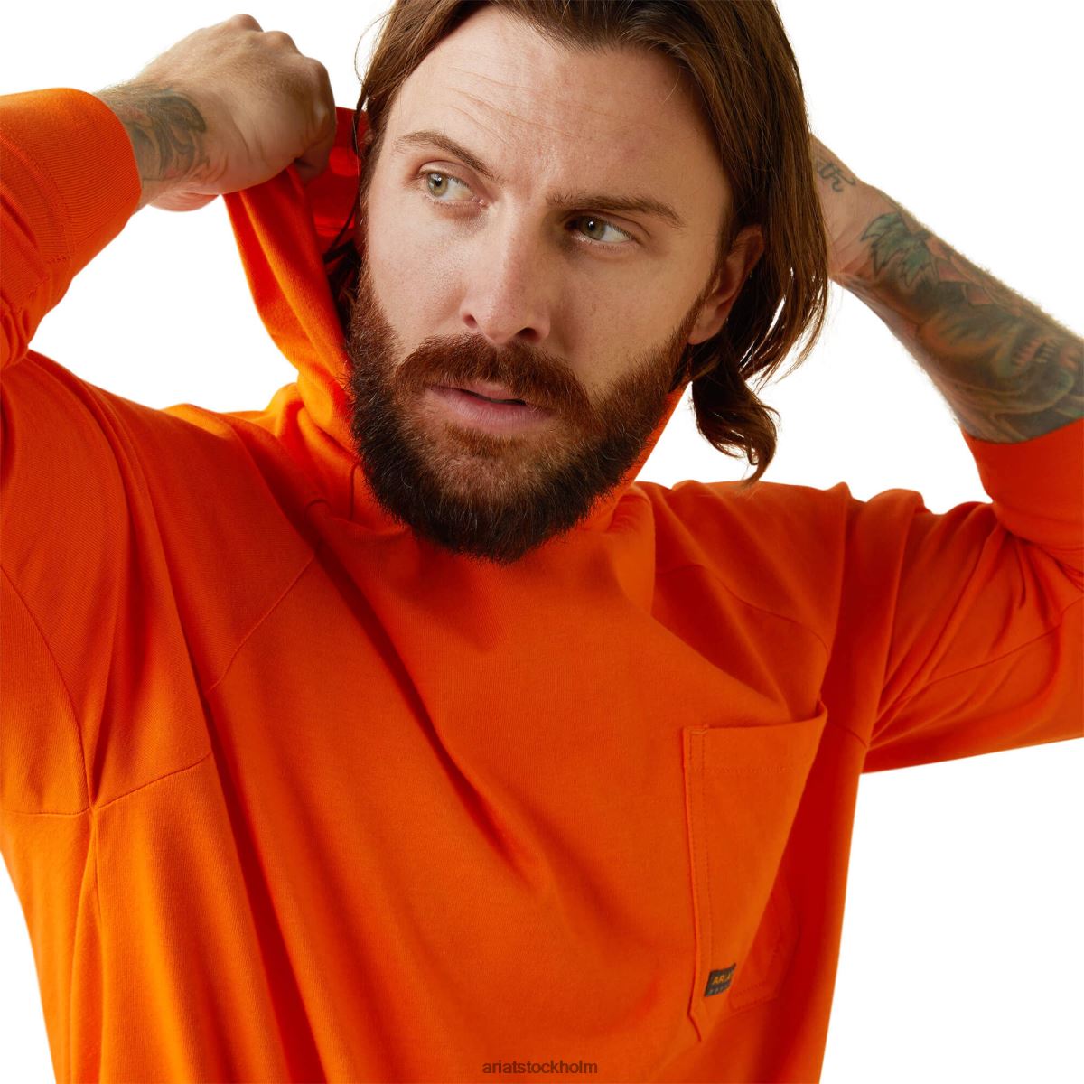 blast Ariat t-shirt med huva i armeringsjärn i bomull Ljus orange män F0484849