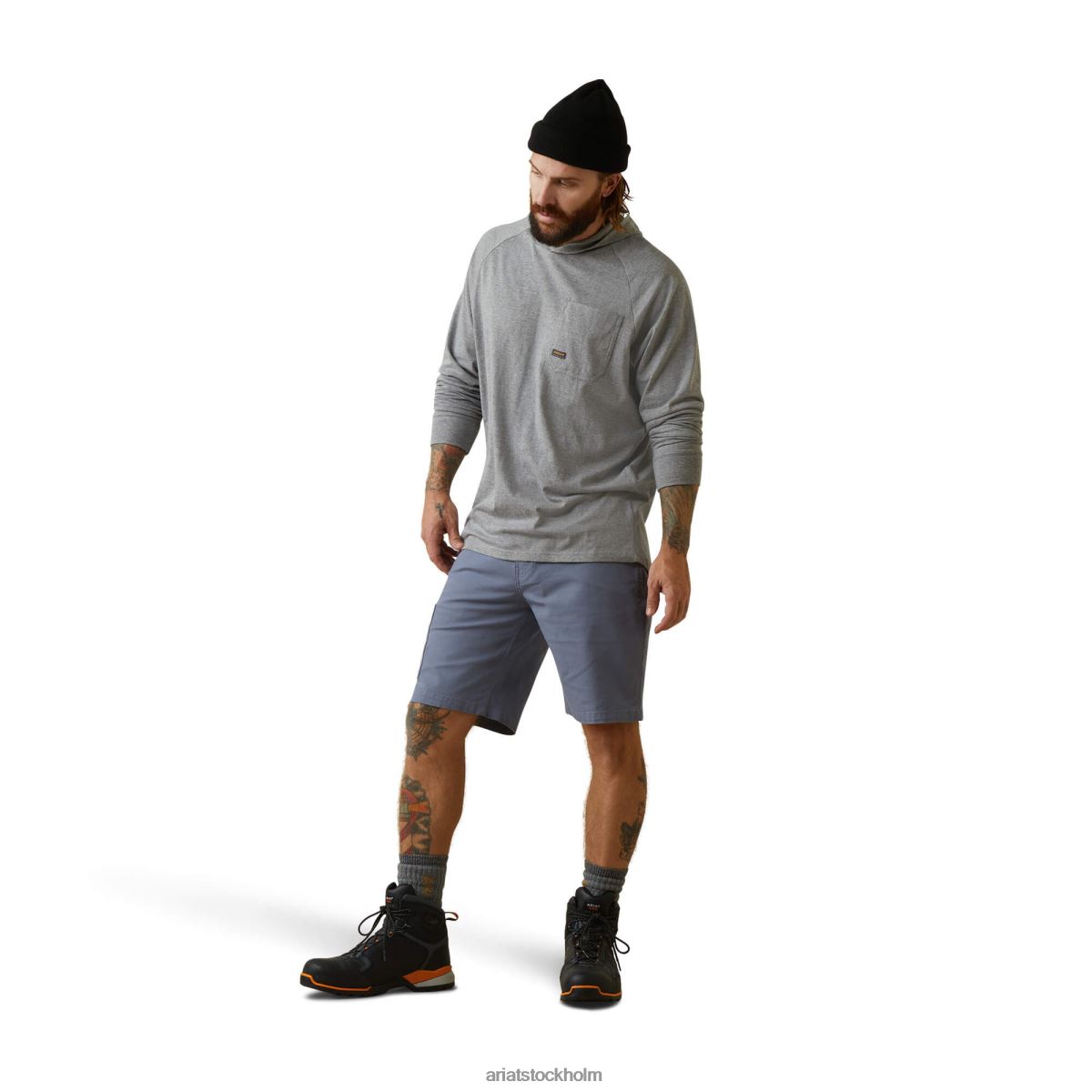 blast Ariat t-shirt med huva i armeringsjärn i bomull gråmelerad män F0484648