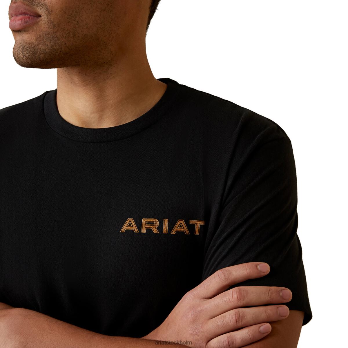 blast Ariat t-shirt med sköldsöm svart män F0484715