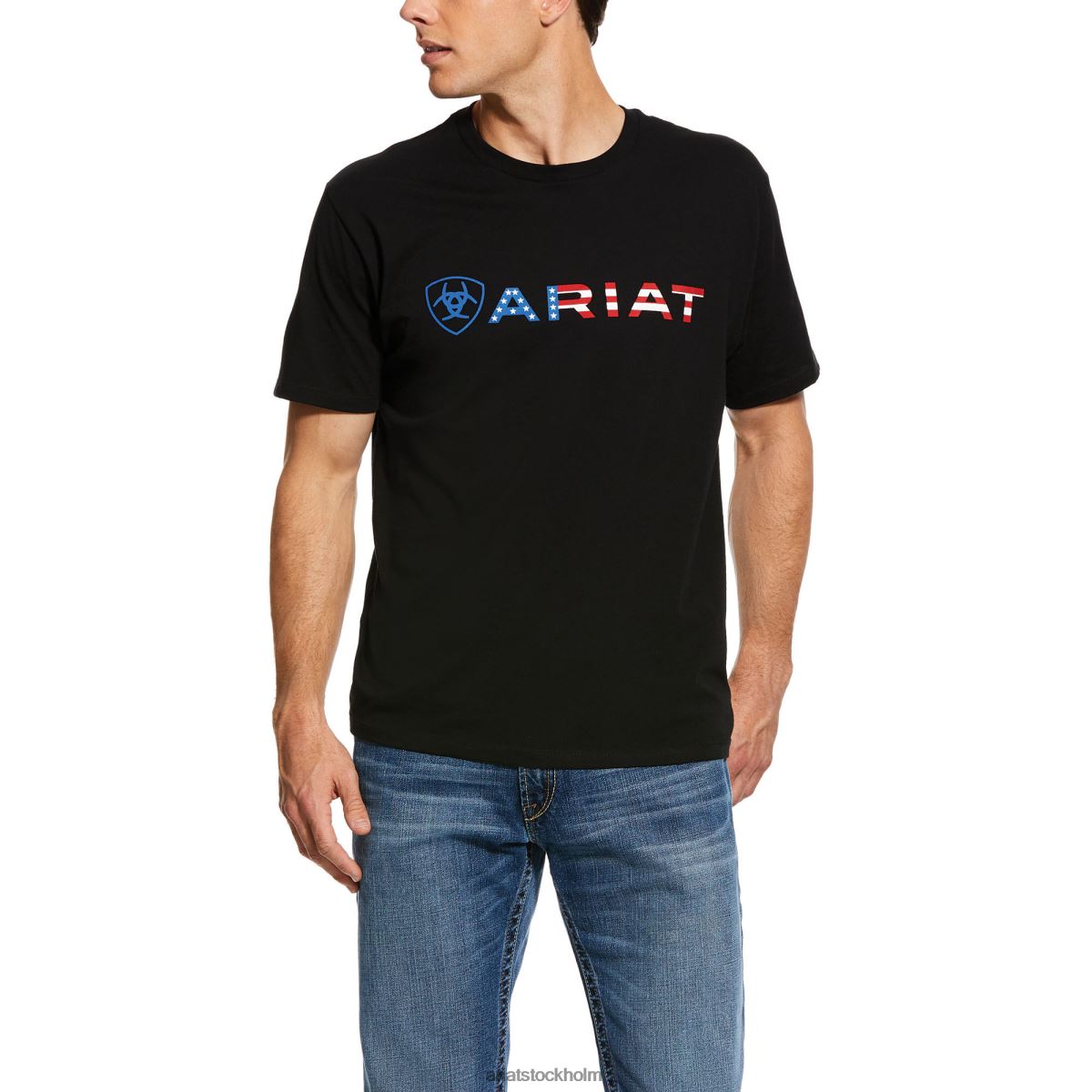 blast Ariat usa wordmark t-shirt svart män F0484721
