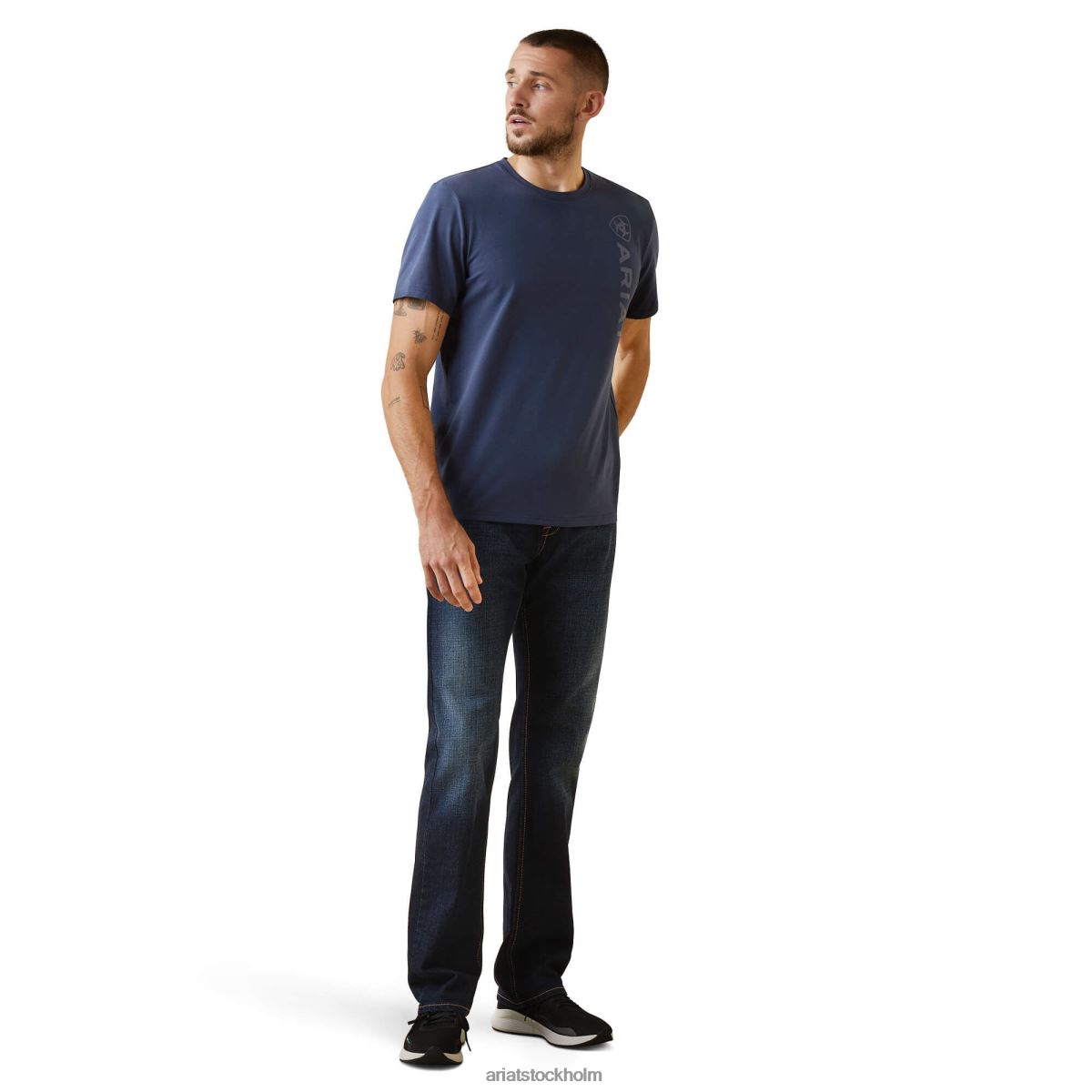 blast Ariat vertikal logotyp t-shirt Marin män F0484754