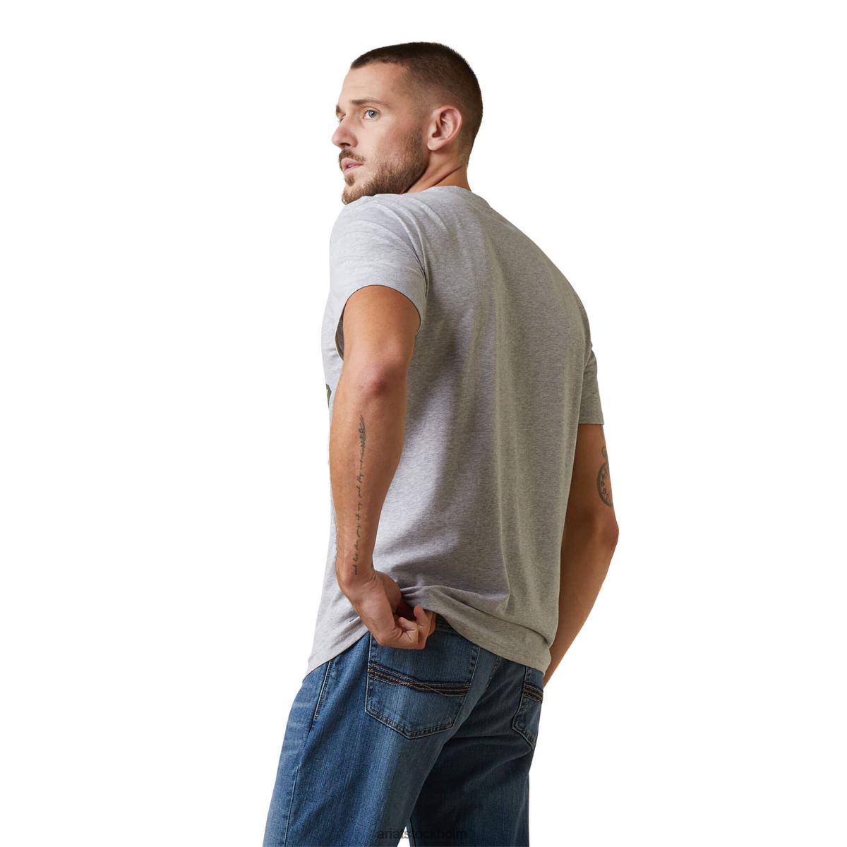 blast Ariat vertikal logotyp t-shirt gråmelerad män F0484603