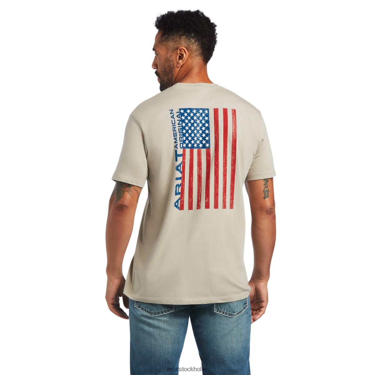 blast Ariat woodgrain flagga t-shirt khaki ljung män F0484591
