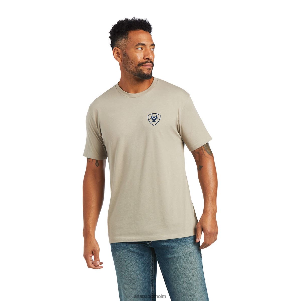 blast Ariat woodgrain flagga t-shirt khaki ljung män F0484591