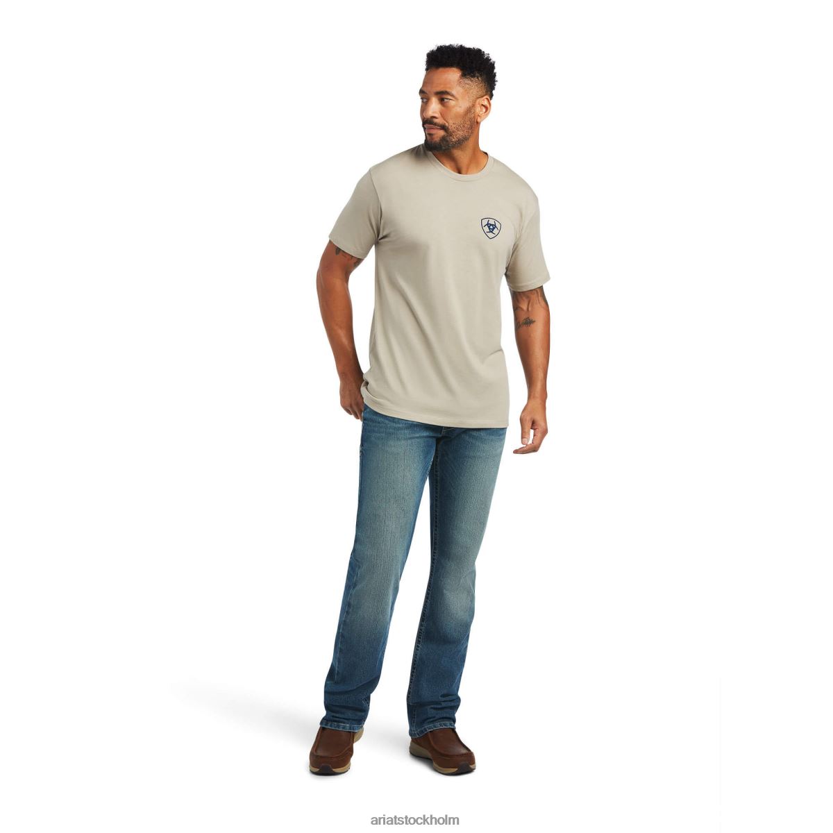 blast Ariat woodgrain flagga t-shirt khaki ljung män F0484591
