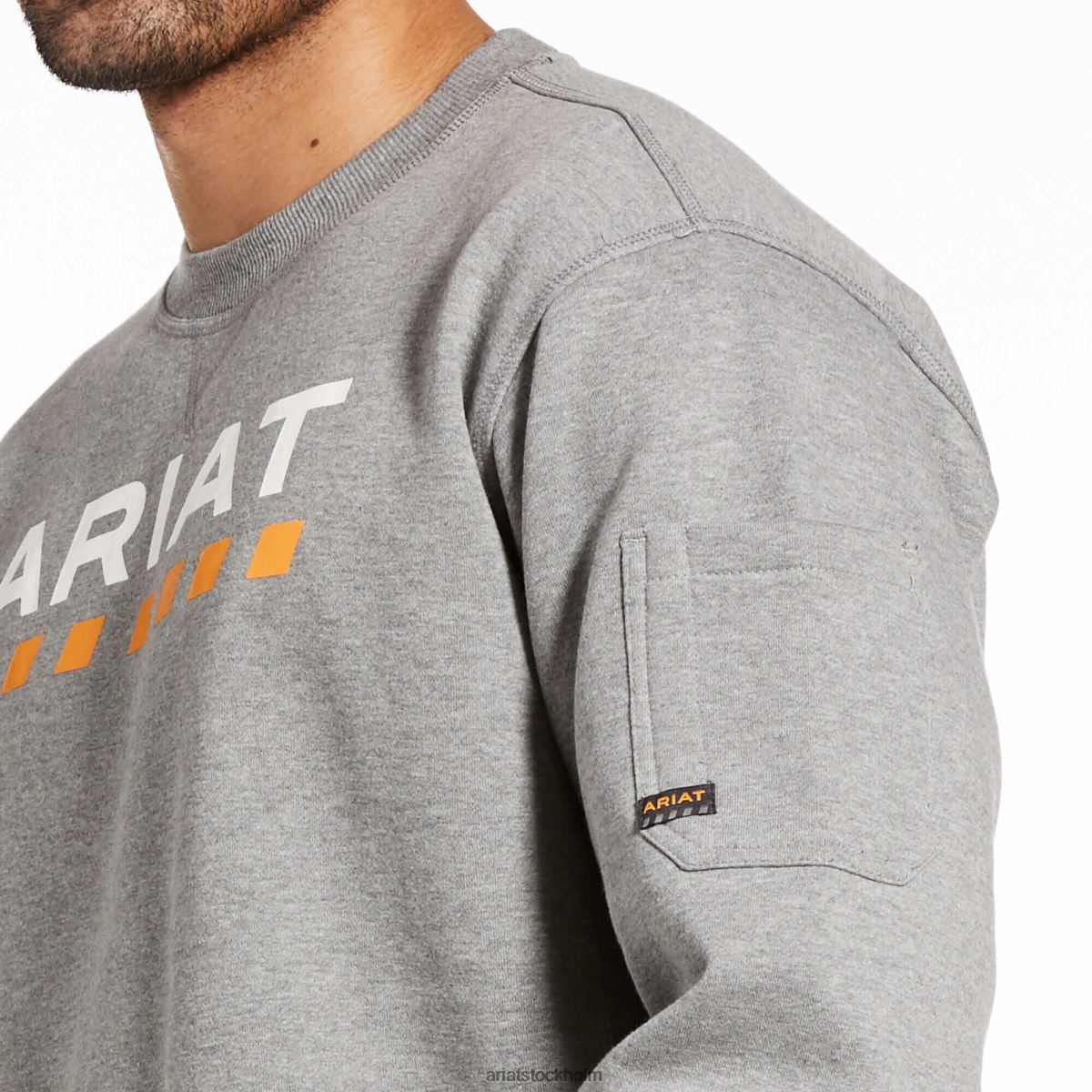 blast Ariat armeringsjärn workman logotyp sweatshirt gråmelerad män F04841454