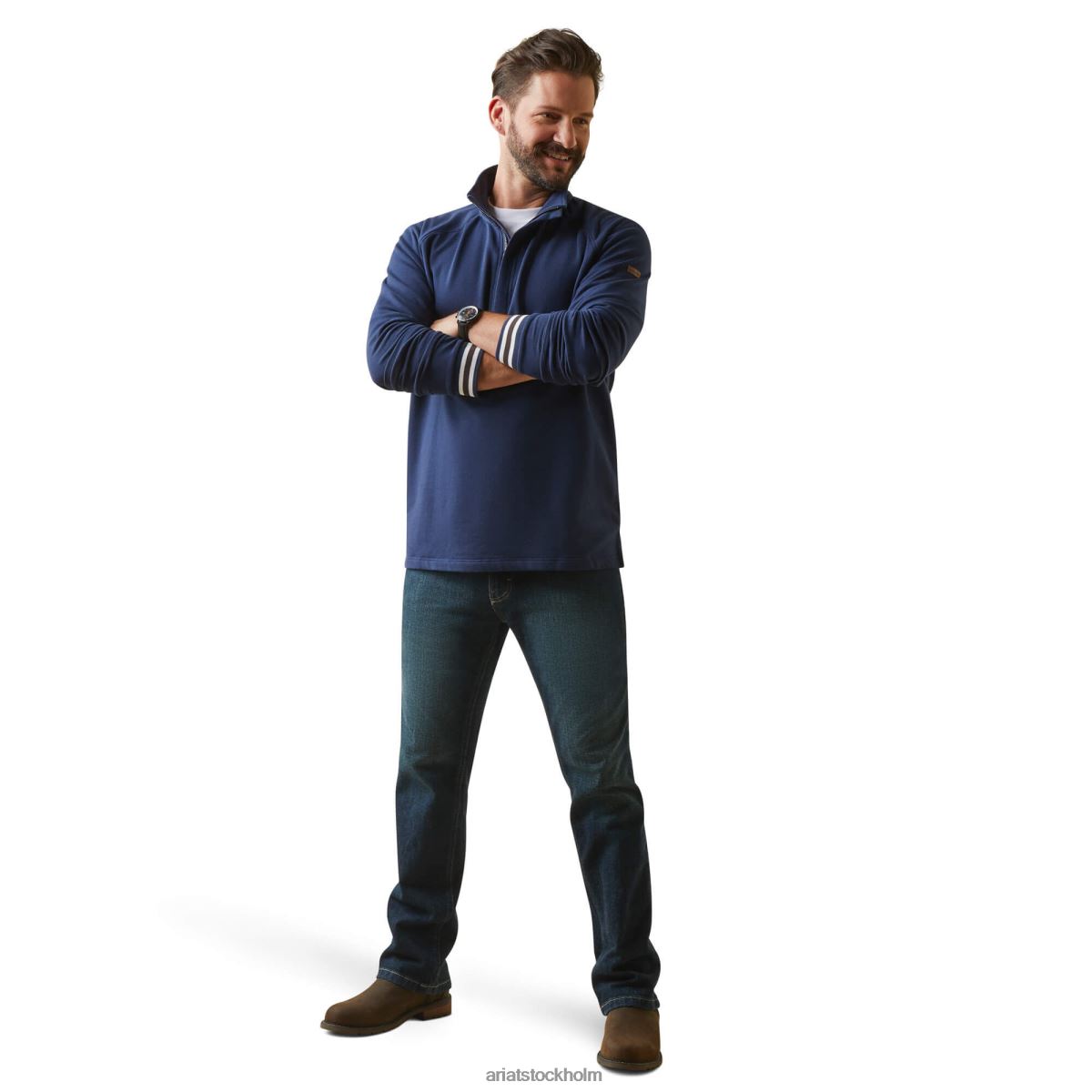 blast Ariat portola tröja med 1/2 dragkedja Marin män F04841506