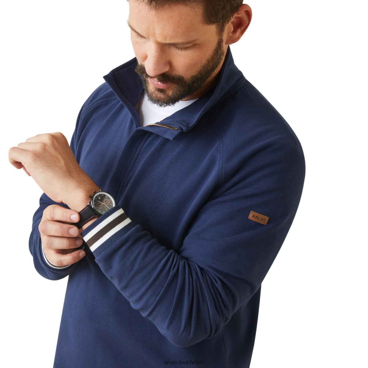 blast Ariat portola tröja med 1/2 dragkedja Marin män F04841506