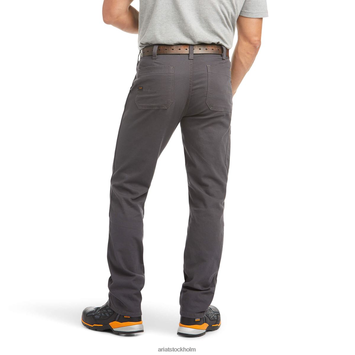 bottnar Ariat armeringsjärn m4 låg resp durastretch-tillverkad tuff dubbel front, stapelbar byxa med raka ben armeringsjärn grå män F0484545
