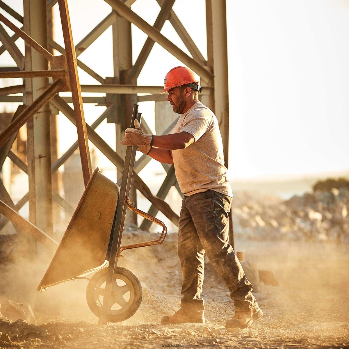 bottnar Ariat armeringsjärn m4 låg resp durastretch-tillverkad tuff dubbel front, stapelbar byxa med raka ben armeringsjärn grå män F0484545