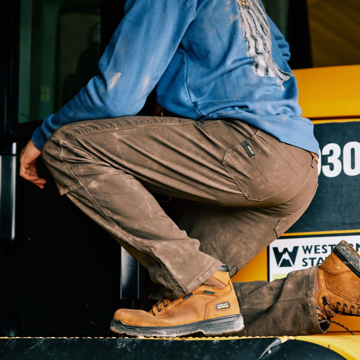 bottnar Ariat armeringsjärn m4 låg resp durastretch-tillverkad tuff dubbel front, stapelbar byxa med raka ben gärdsmyg män F04841728