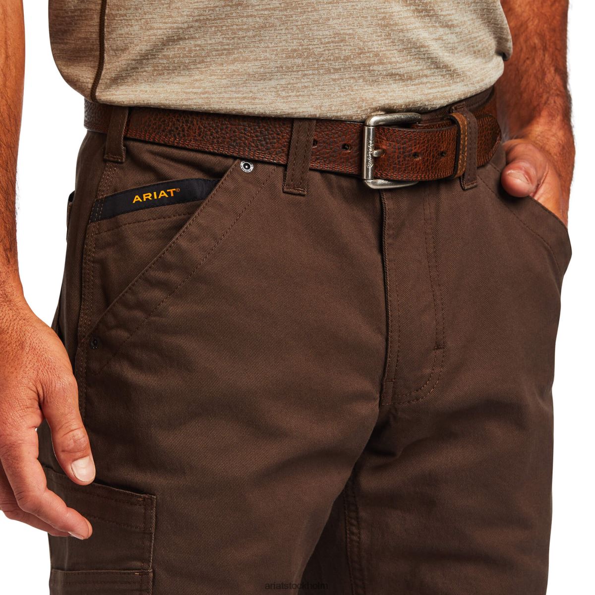 bottnar Ariat armeringsjärn m5 rak durastretch tvättad byxa i twill med raka ben gärdsmyg män F0484538