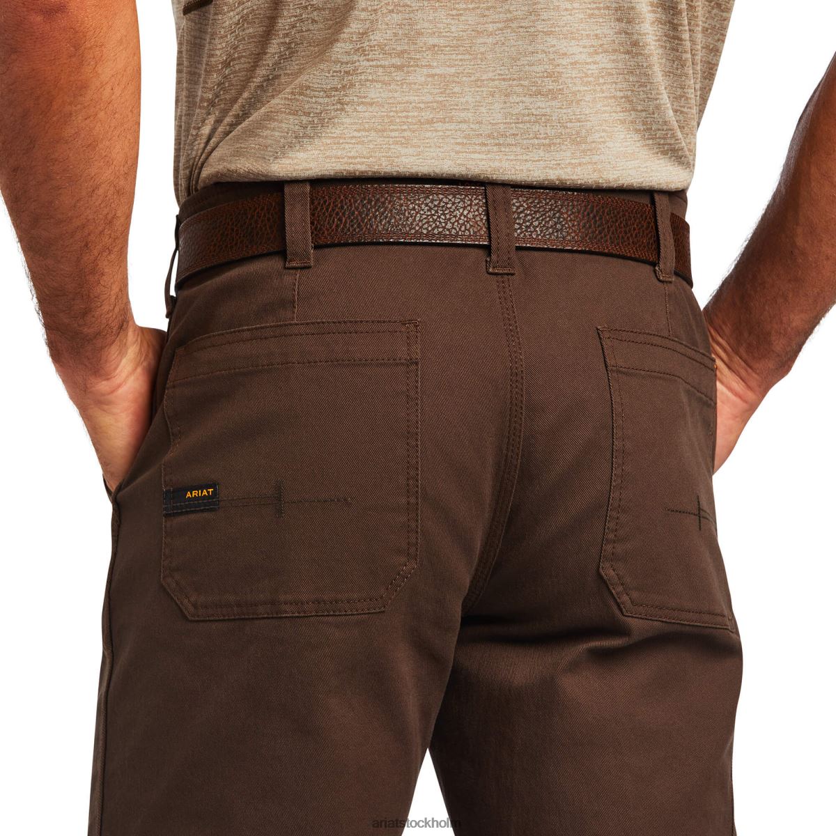 bottnar Ariat armeringsjärn m5 rak durastretch tvättad byxa i twill med raka ben gärdsmyg män F0484538