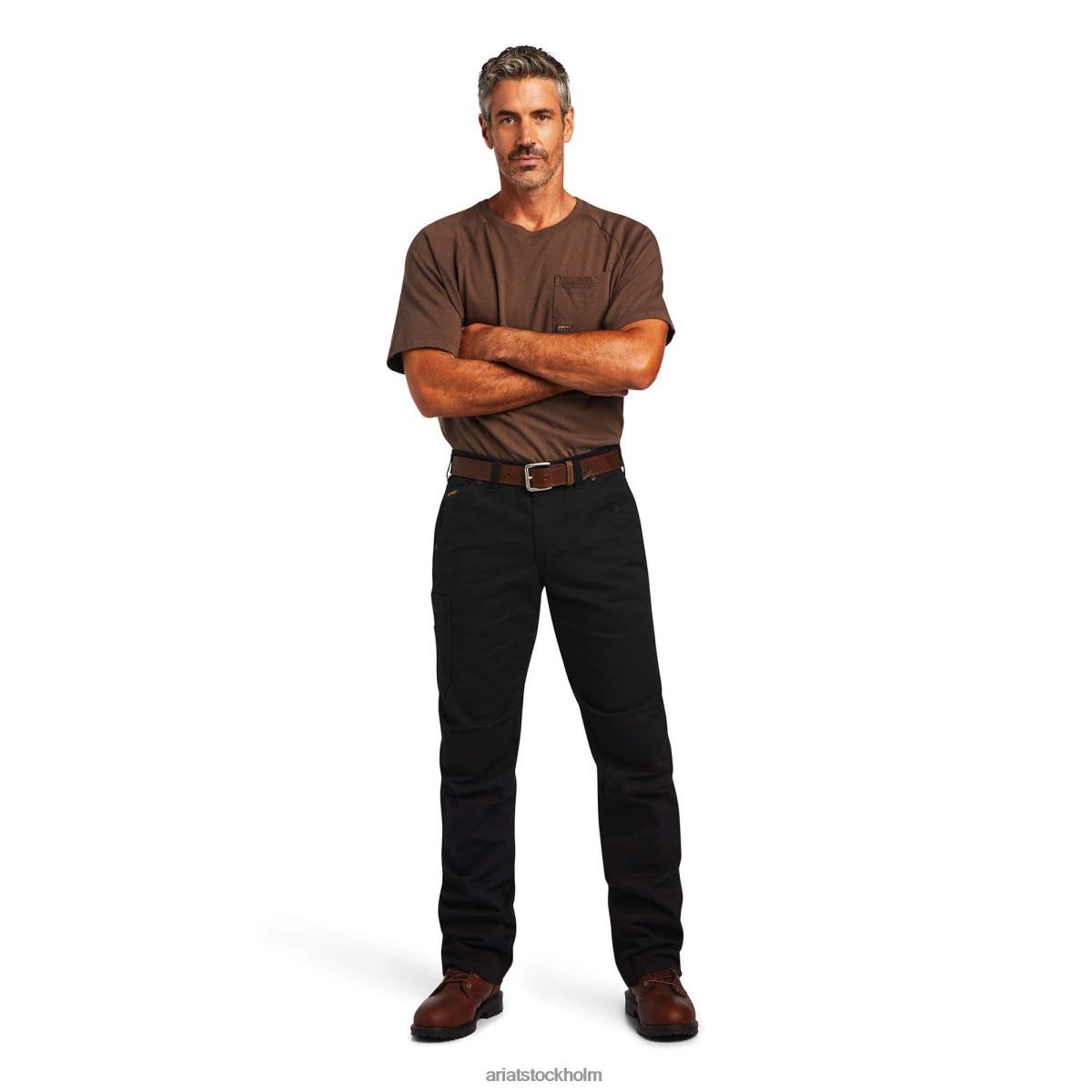 bottnar Ariat armeringsjärn m5 rak durastretch tvättad byxa i twill med raka ben svart män F04841751