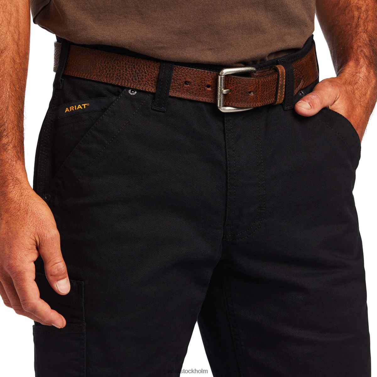 bottnar Ariat armeringsjärn m5 rak durastretch tvättad byxa i twill med raka ben svart män F04841751