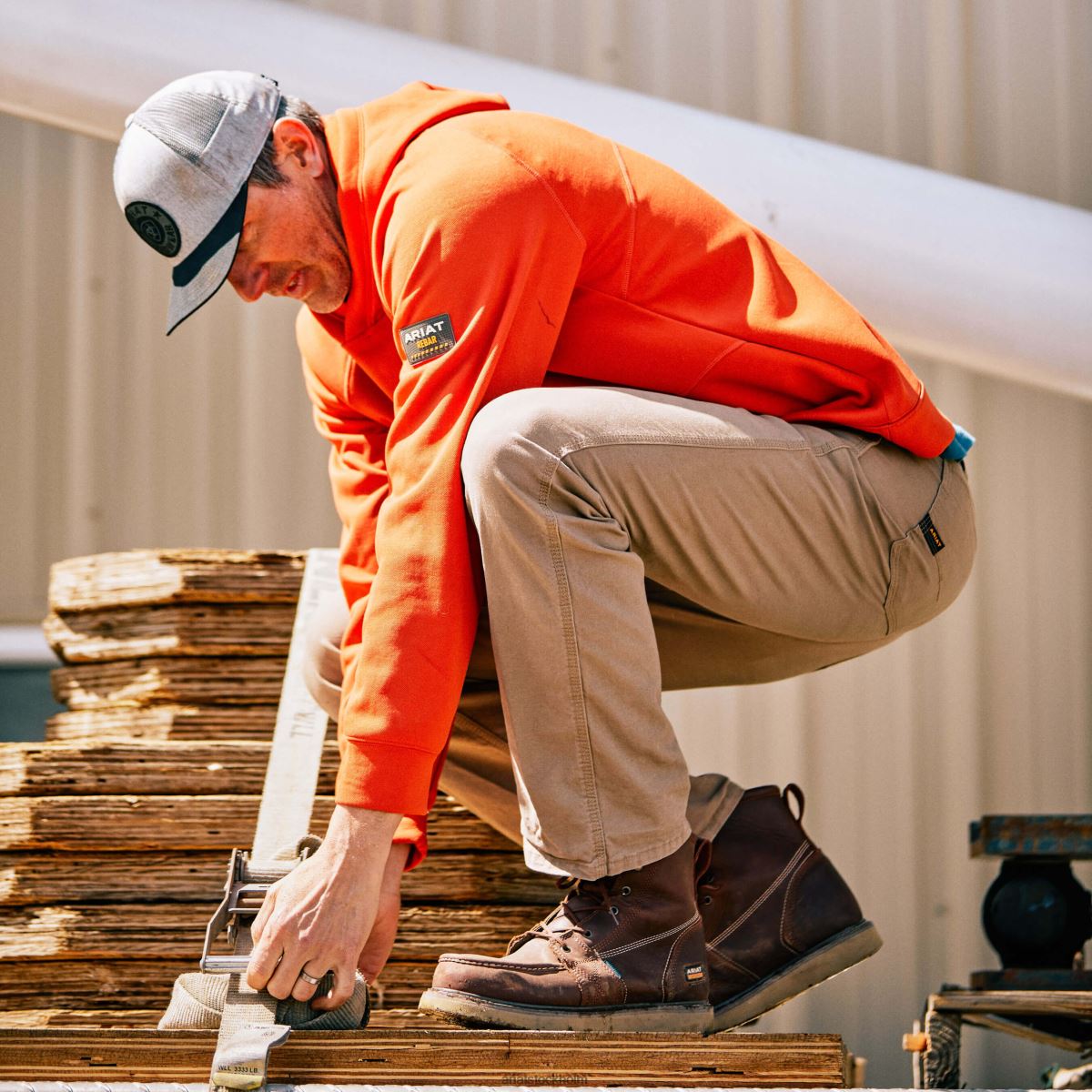 bottnar Ariat armeringsjärn m7 durastretch tillverkad tuff rak byxa fält khaki män F0484527