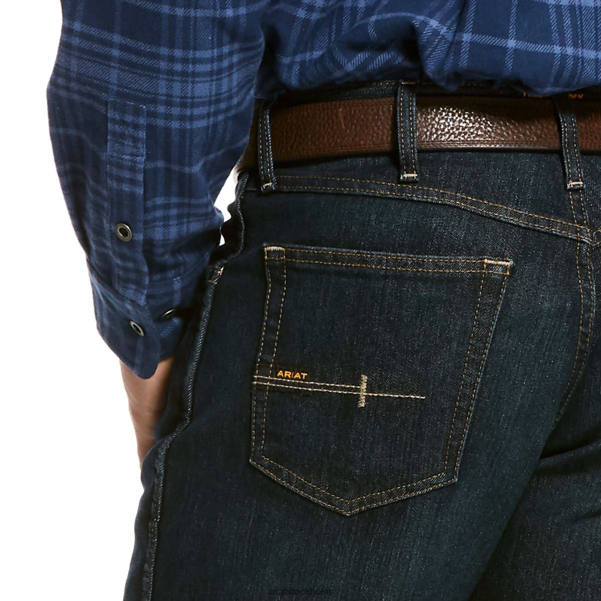 bottnar Ariat armeringsjärn m4 avslappnad durastretch basic jean med raka ben som kan staplas svart sten män F04841738