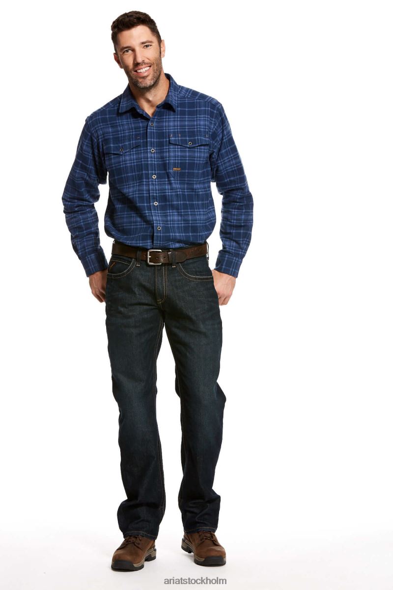 bottnar Ariat armeringsjärn m5 rak durastretch kant stapelbar jean med raka ben kobolt män F0484519