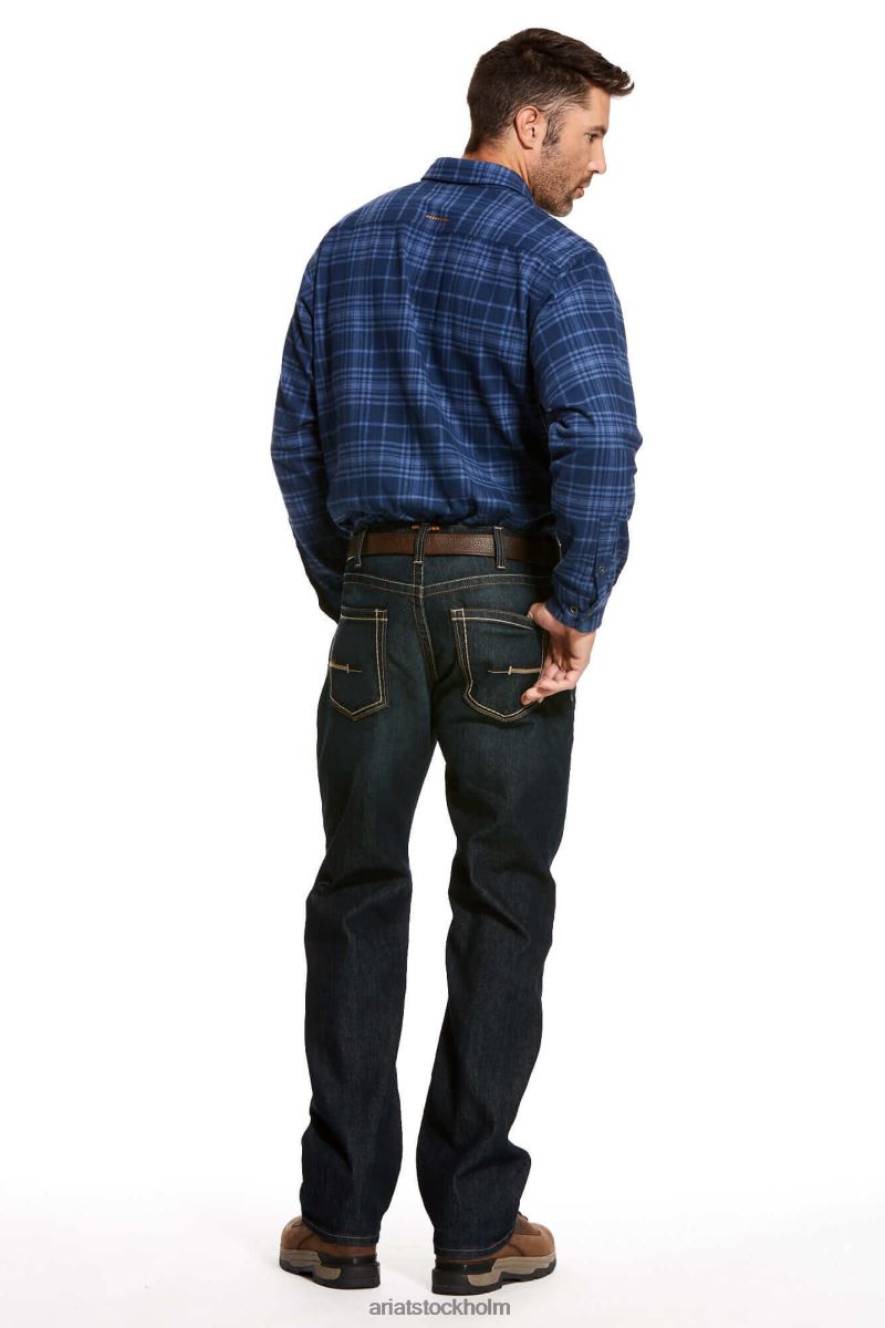 bottnar Ariat armeringsjärn m5 rak durastretch kant stapelbar jean med raka ben kobolt män F0484519