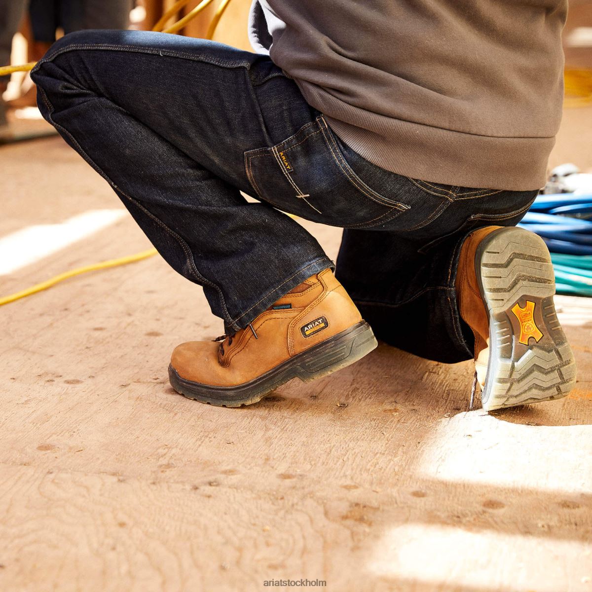 bottnar Ariat armeringsjärn m5 rak durastretch kant stapelbar jean med raka ben kobolt män F0484519