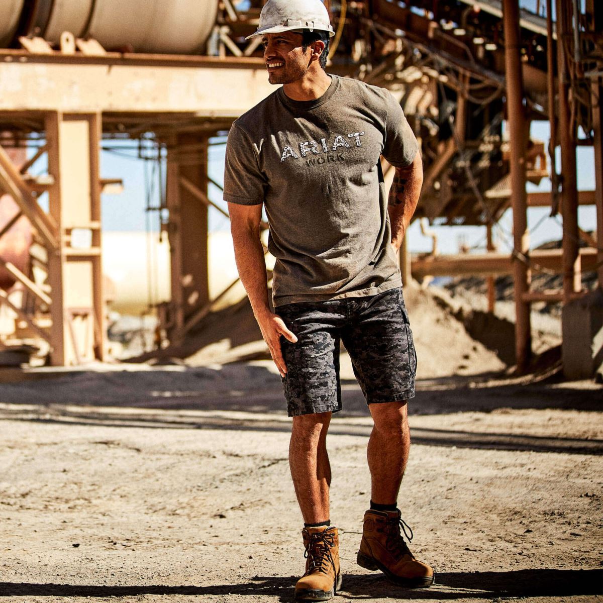 bottnar Ariat armeringsjärn durastretch gjort tuff last kort oliv camo män F04841770