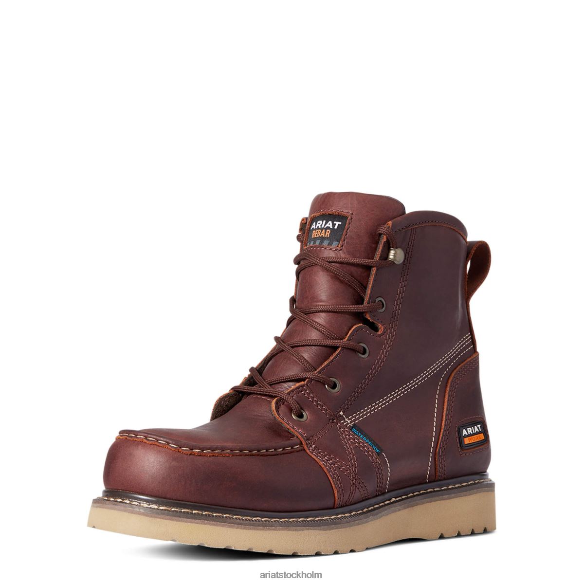 Skodon Ariat armeringsjärn wedge moc toe 6" vattentät arbetsstövel rostig koppar män F0484288