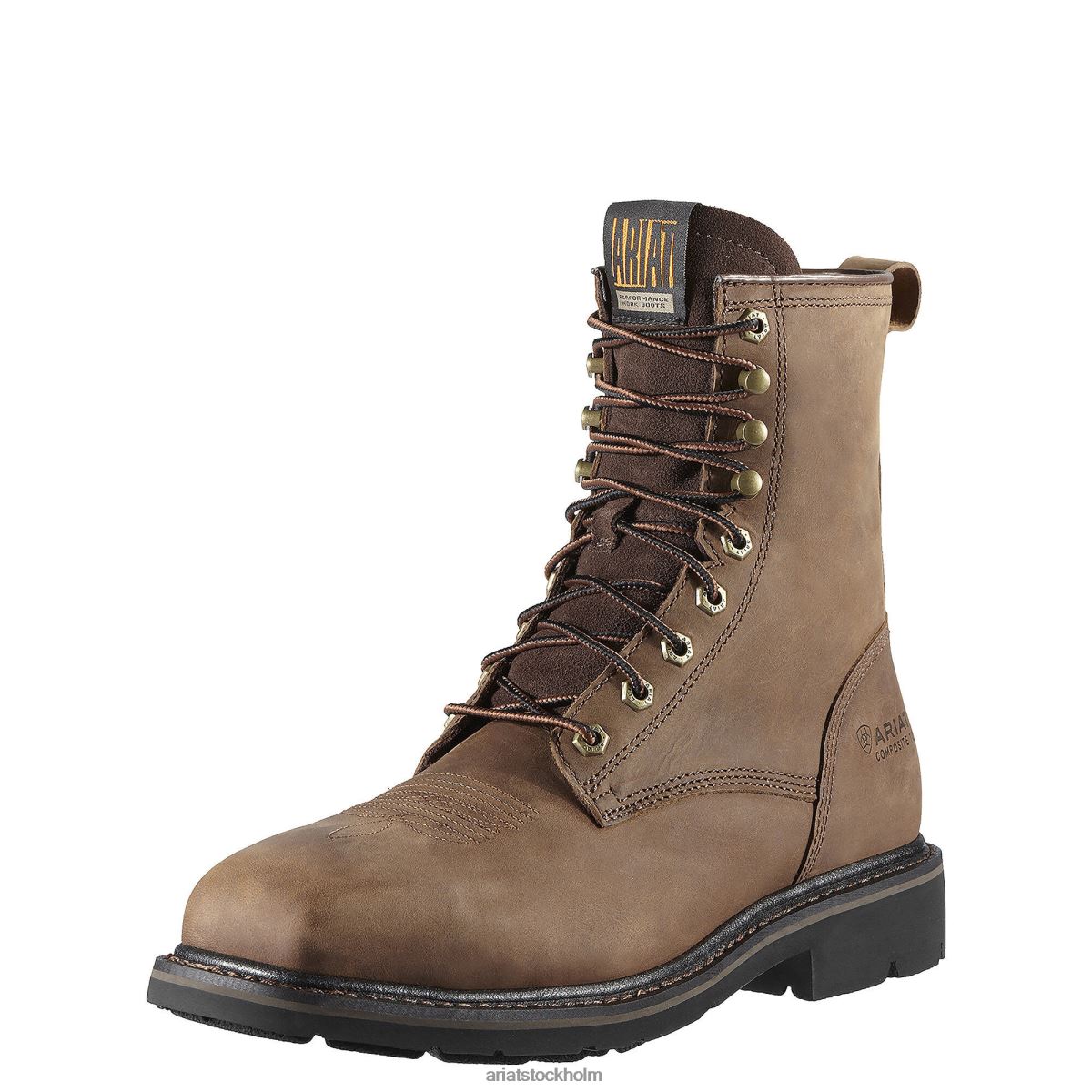 Skodon Ariat cascade 8" bred fyrkantig tå arbetsstövel i ståltå alamo brun män F0484244