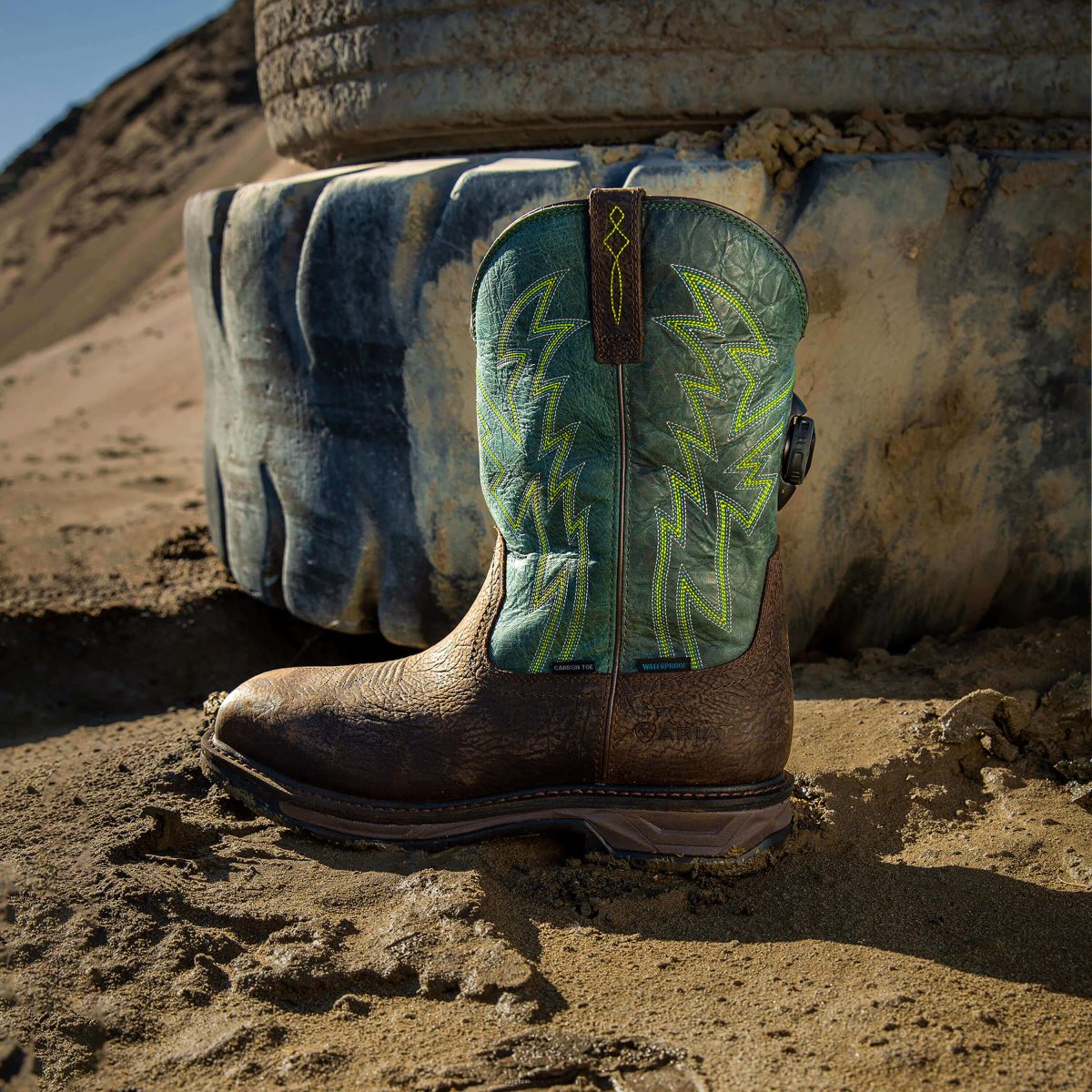 Skodon Ariat workhog xt boa vattentät carbon tå arbetsstövel brunbrun män F0484309