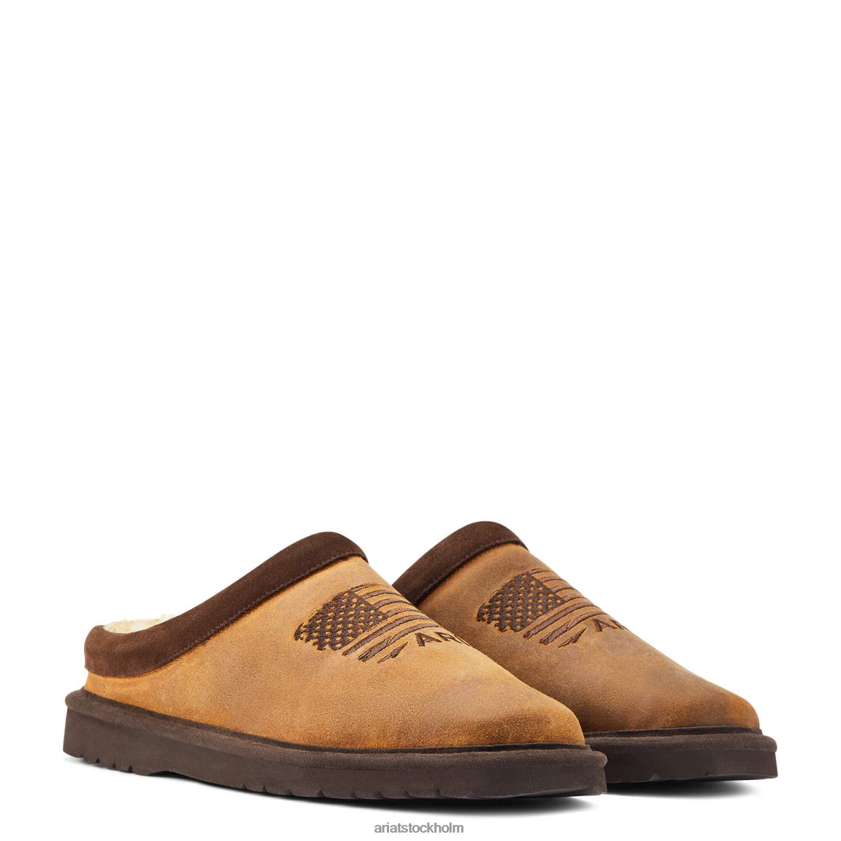 Skodon Ariat patriot toffel med fyrkantig tå dammig rosett mocka män F0484461