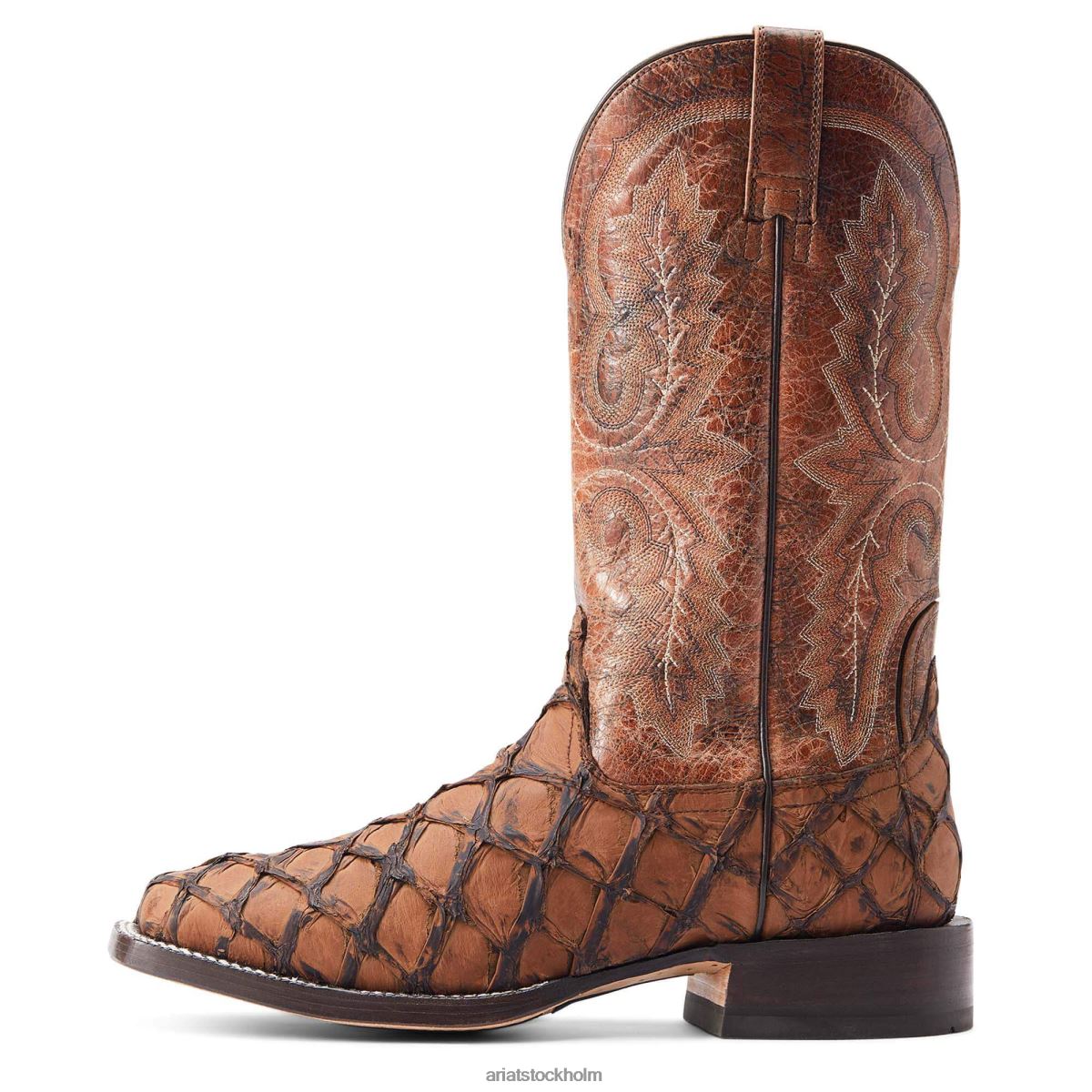 Skodon Ariat djupt vatten western stövel åldrade tan piraruci män F0484213