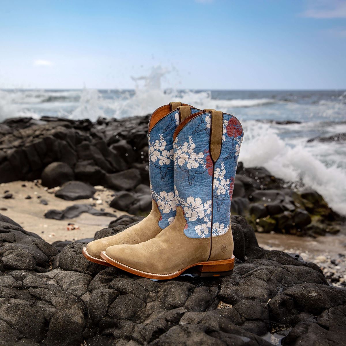 Skodon Ariat frontier western aloha western boot brände grått grovt män F0484214