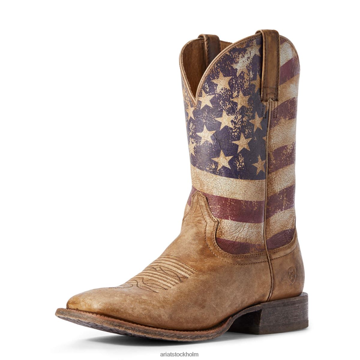 Skodon Ariat krets stolt westernstövel naturligt bedrövad brun män F048458