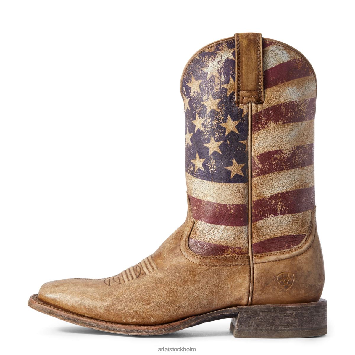 Skodon Ariat krets stolt westernstövel naturligt bedrövad brun män F048458