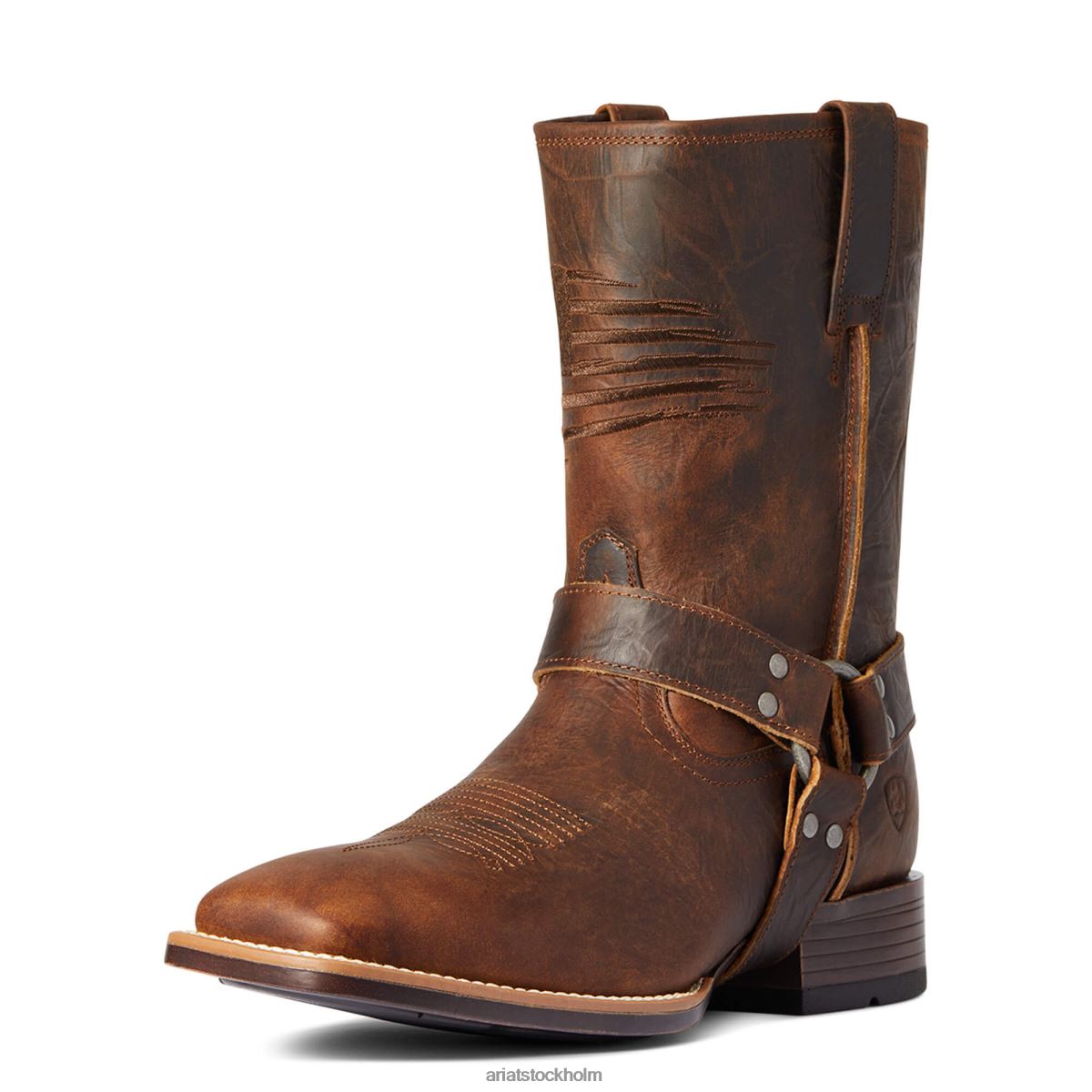 Skodon Ariat sele patriot ultra western stövel bar topp brun män F048448