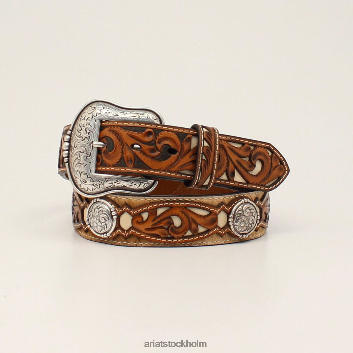 Tillbehör Ariat filigran medaljongbälte brun män F04841840