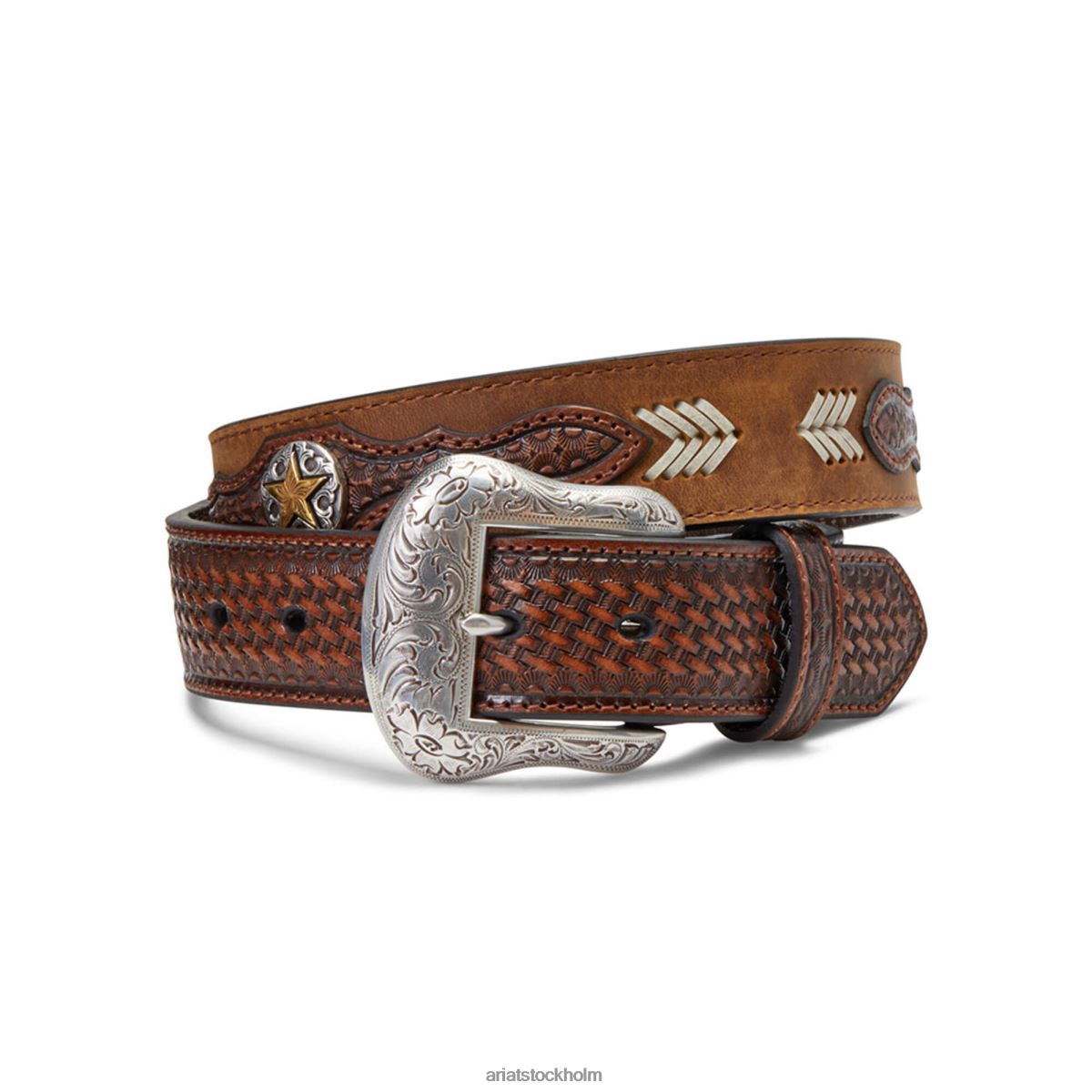 Tillbehör Ariat guldstjärna medaljongbälte solbränna män F04841864